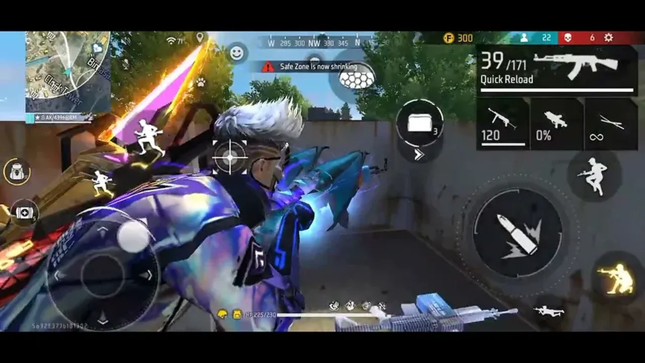 Free Fire player in close combat during a match