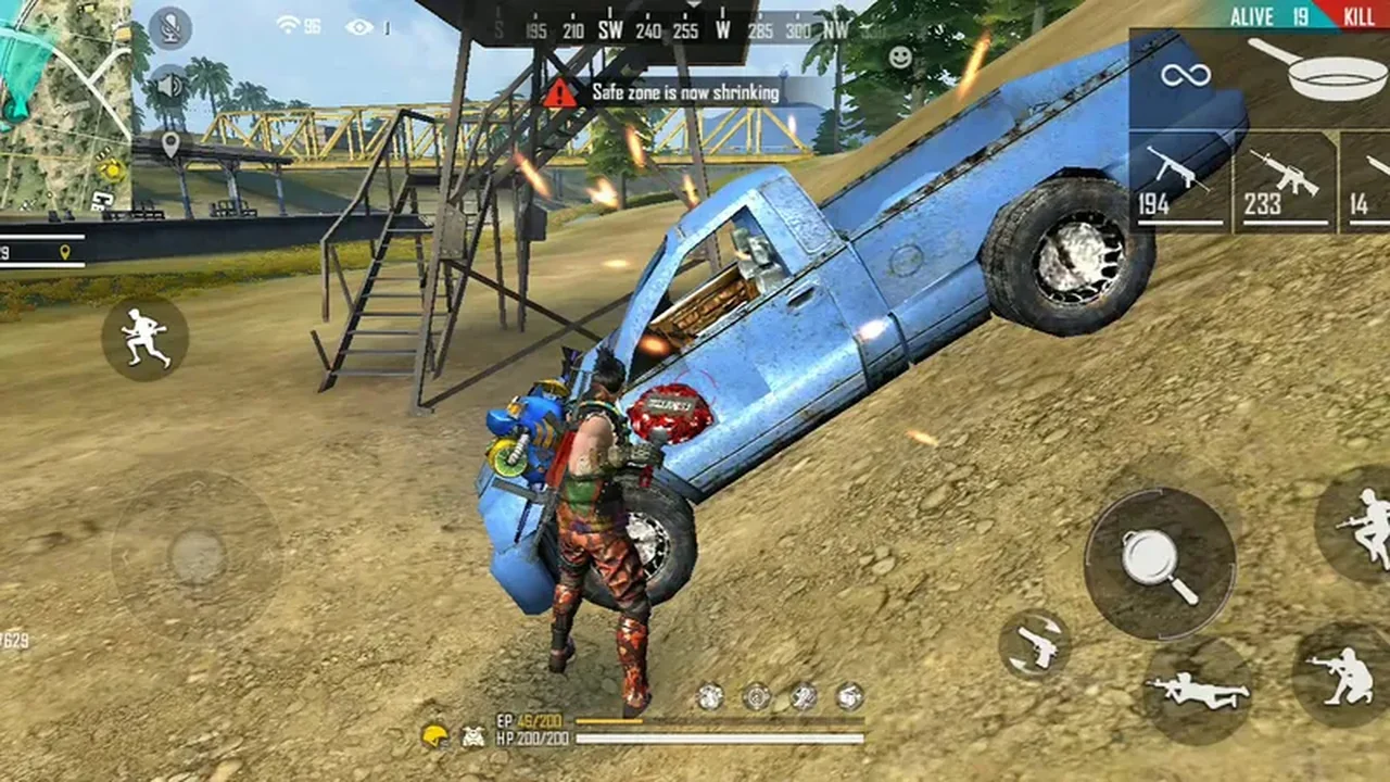 Free Fire player driving a truck through a match