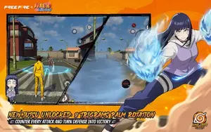 Free Fire gameplay showing a character using a blue energy palm defence skill in a street fight